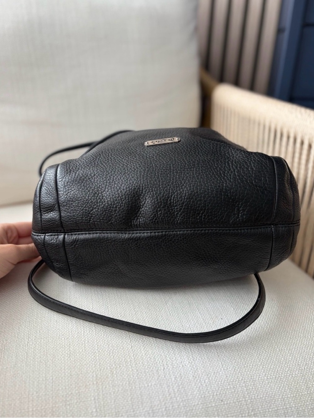 Coach Avery Black Pebbled Leather Drawstring Bucket Bag - Picture 2 of 3